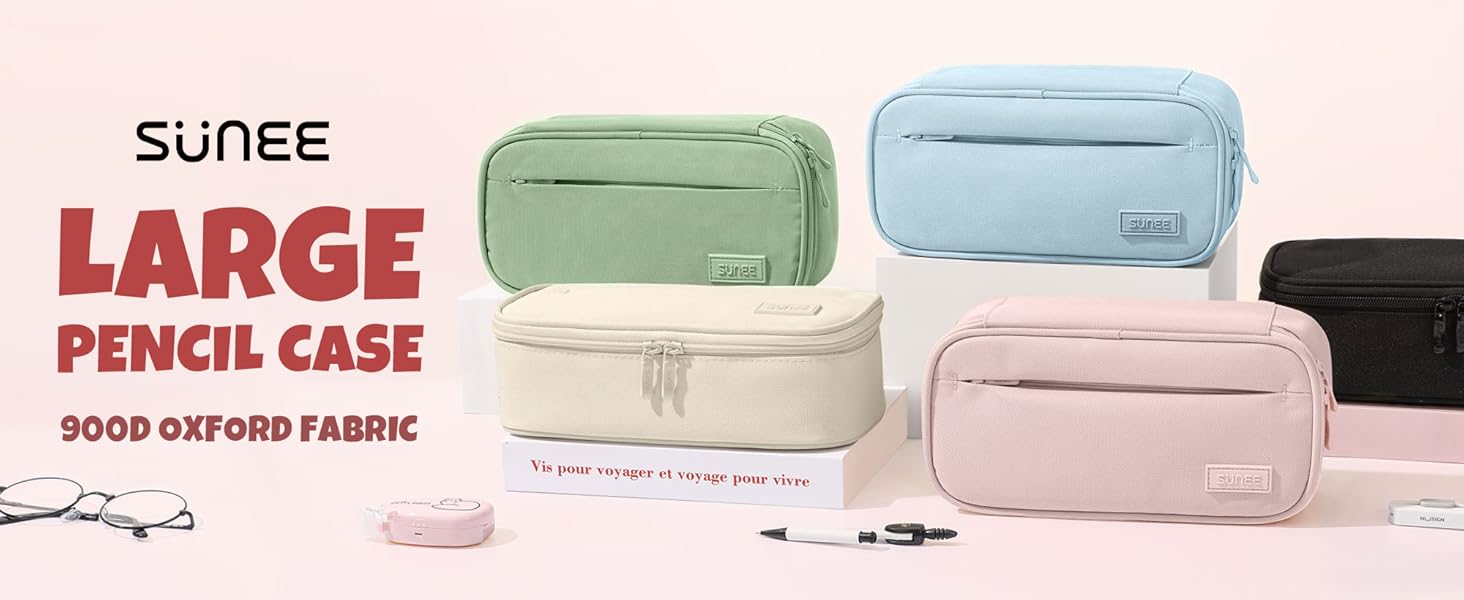 SUNEE Cute Pencil Case, Large Capacity Pencil Pouch, Big Storage Organizer for Stationery,