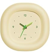 mooas Cute Mini Analog Marshmallow Clock 6.9 Inch Aesthetic Small Silent Bedside Desk Clock Batte...