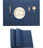 DVLOL Navy Blue Placemats Set of 2 - Heat Resistant Non-Slip Place mats for Dining Table, Washabl...
