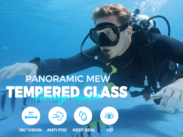 EXP VISION Professional Tempered Glass Scuba Diving Mask for men and women