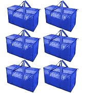 TICONN 6 Pack Extra Large Moving Bags with Zippers & Carrying Handles, Heavy-Duty Storage Tote Mo...