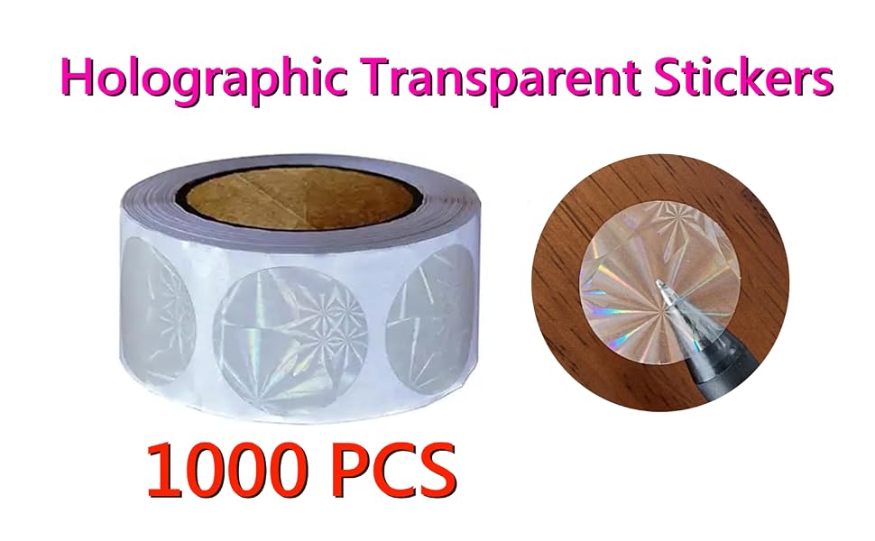 sealing stickers, holographic stickers, holographic transparent stickers, 1000 pcs sticker roll