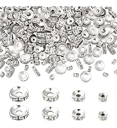 PH PandaHall 300pcs Antique Silver Spacer Beads, 4.5/6/8/9mm Tibetan Rondelle Beads Flat Beads fo...
