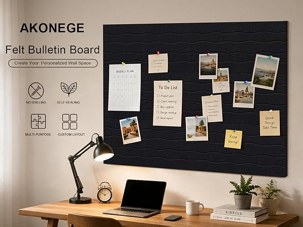 Felt Bulletin Board Tiles 12 Pack, 48" x 36" Cork Board Alternative