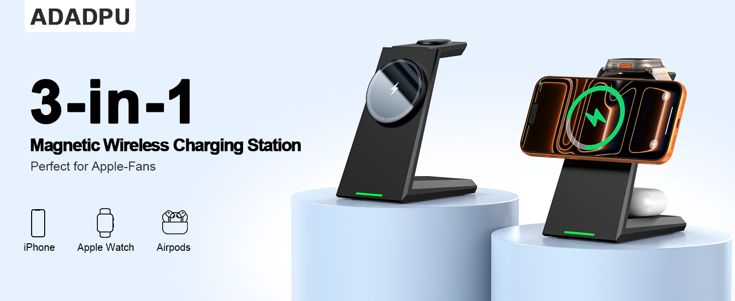 3 in 1 magnetic wireless charging station for apple devices