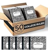 Rosmonde 50 Pack Bulk Composition Notebooks College Ruled, 200 Pages (100 Sheets), 9-3/4 x 7-1/2,...