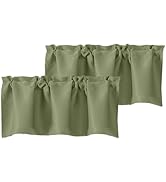 Chyhomenyc Sage Green Valances for Window, Room Darkening Short Curtains for Kitchen Bedroom Livi...