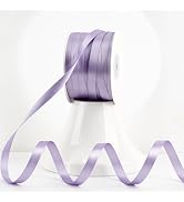 MEEDEE Satin Lavender Ribbon 3/8 Inch Lux Double Sided Lilac Satin 100 Yards Roll Thin Purple Rib...