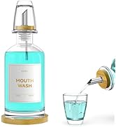 Glass Mouthwash Dispenser for Bathroom Countertop – 14oz/410ml Refillable Mouthwash Bottle with S...