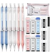 Four Candies Mechanical Pencil Set with Case, 6PCS Aesthetic Mechanical Pencils 0.5 & 0.7mm with ...