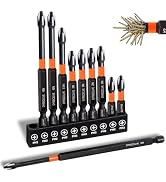 10-Pack 2 Phillips Bits- Phillips Bits #2 Impact Magnetic- PH2 Bits 1-2-3.5-4-6-Inch Long Phillip...