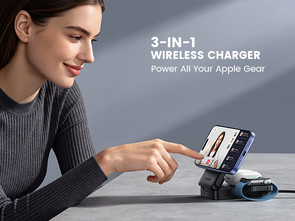 3 in 1 magsafe wireless charging station apple magnetic travel compact foldable watch airpods