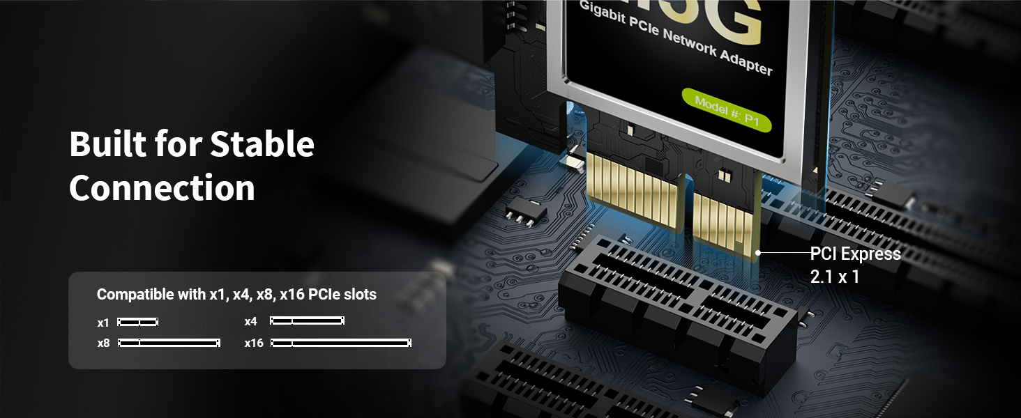 Gold-plated Contactors on PCIe Nic Ensure Stability Supports x1 x4 x8 x16 PCI Express Slots