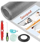 Secopad Window Screen Door Repair Kit, 48" x 177" Screen Door Mesh Replacement Kit, Durable Fiber...