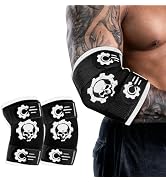 MANUEKLEAR 5mm Neoprene Weight Lifting Elbow Sleeves for Men (1 Pair), Elbow Sleeves Weightliftin...