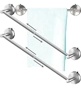 DGYB Adjustable Suction Cup Towel Bar for Bathroom 14 Inch ~ 27 Inch Set of 2 Brushed Nickel Towe...