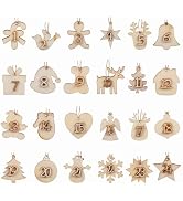 Naler 24Pcs Advent Calendar Number Tags, 24 Days Christmas Wooden Hanging Numbers Gift Tags Xmas ...