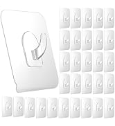 Ninth Five 30 Pack Adhesive Hooks for Hanging, 33lb Heavy Duty Wall Hooks, Clear Plastic Sticky U...