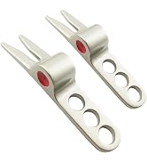 Jizlan 2 Pcs Silver Golf Ball Fork Pivot Divot Repair Tool for Cameron Divot Tools for Scotty Gol...