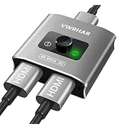 HDMI Switch Splitter 4K@60hz, Aluminum HDMI 2.0 Switcher 2 in 1 Out, HDMI Splitter 1 in 2 Out, Bi...