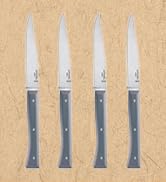 Opinel Facette Steak Knife Set – Full Tang Table Knife Setting for 4, Comfortable Riveted Handle ...