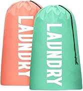 2 Pack XL Travel Laundry Bag, Machine Washable Dirty Clothes Organizer, Large Enough to Hold 4 Lo...