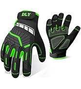 DLY Heavy Duty Work Gloves, Impact Protection Mechanic Gloves, Synthetic Leather Work Gloves, Tou...