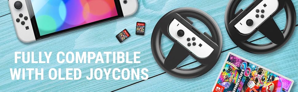 Orzly Steering Wheels for Nintendo Switch & OLED Joy-Cons racing Wheel Joycon for Mario kart 8