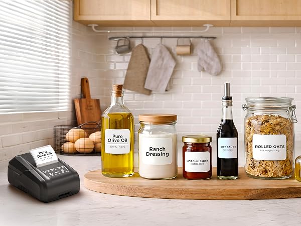 White Rectangular Labels For Kitchen Spices, Condiments & Pantry Items