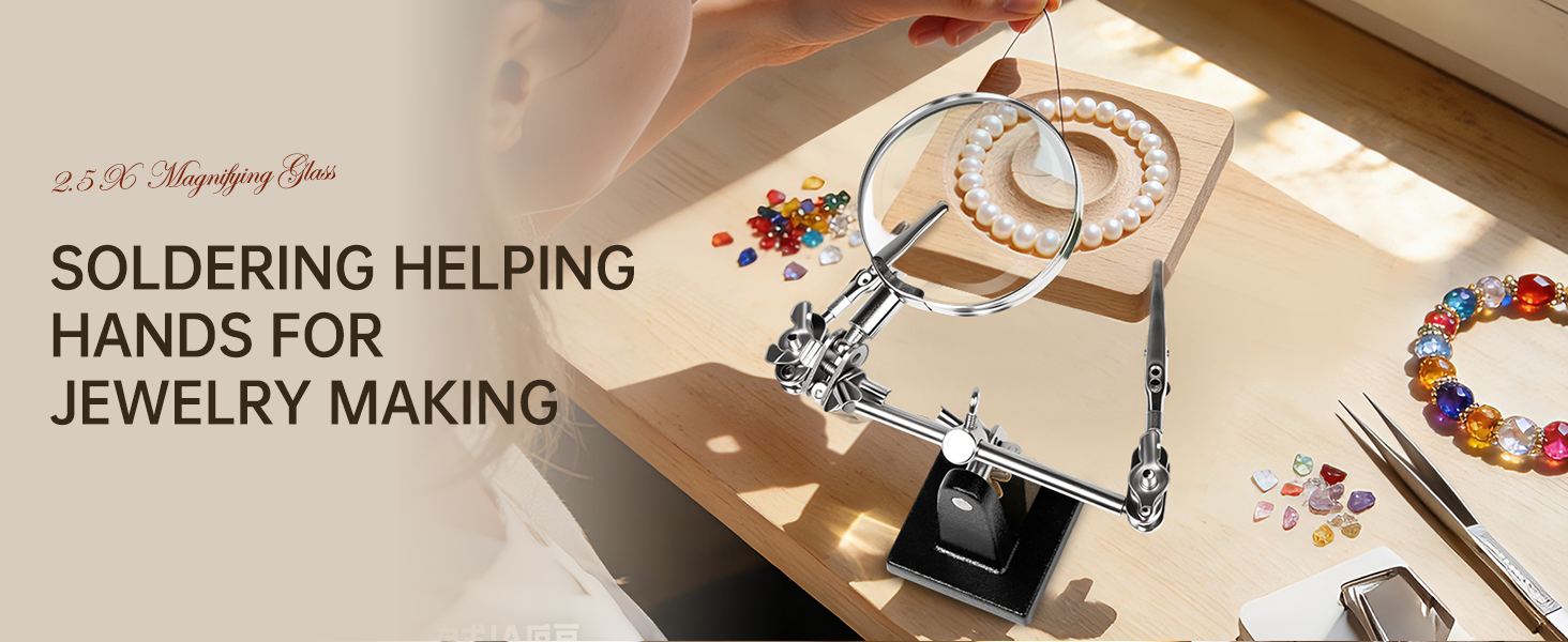 adjustable helping hand with magnifying glass