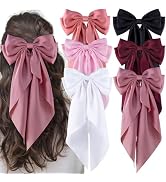 hisial 6Pcs Large Bows Hair Clips for Women Girls Long Tail Hair Ribbon Silky Satin Barrettes Coq...