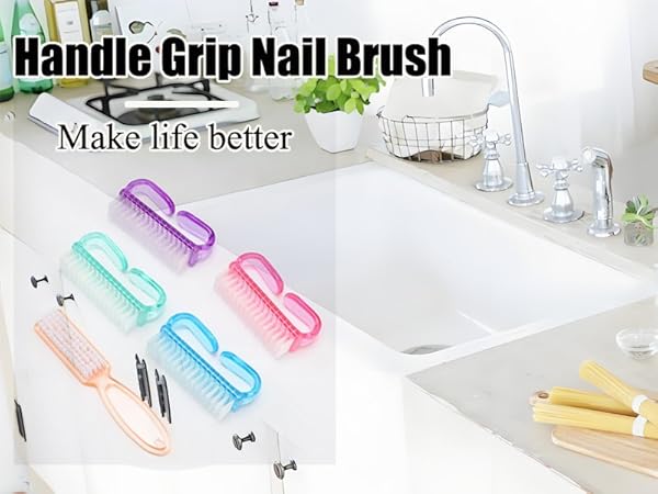Handle Grip Nail Brushes Hand Fingernail Brush Cleaner Scrubbing Kit Pedicure for Toes and Nails