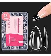 Beetles Medium Almond Gel Nail Tips, 288Pcs Pre-Shaped Clear Full Cover for Gel Polish, DIY Salon