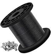 304 Stainless Steel Wire Rope Cable 3/32, Black Vinyl Coated - Outdoor Light Guide Wire for Strin...