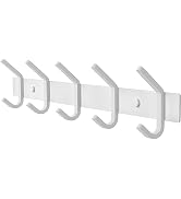 SAYONEYES White Coat Rack Wall Mount – 15 Inch Stainless Steel Hook Rail with 5 Heavy Duty Double...