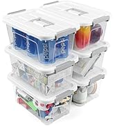 NUMIFUN Plastic Storage Bins with Lids 6 Pack Storage Organizer, 7 Quart Stackable Storage Bins w...