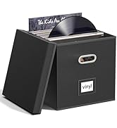 Huolewa Leather Vinyl Record Storage Box-13 inch Album Storage for 80+ Single Records - Sturdy an...