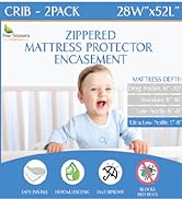 crib size waterproof mattress protector zippered encasement 2 pack