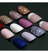 Teenitor Matte Press on Nails, 288pcs Acrylic False Nails, Short Round & Square French Design, Fu...
