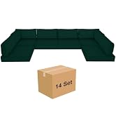 Odsiikly 14 Piece Outdoor Replacement Cushions for Patio Furniture, 4" x 25.6" x 25.6" High Densi...