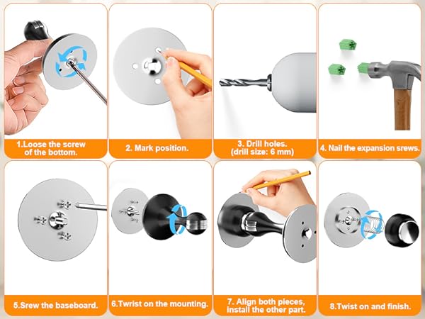 magnetic door stopper Drilling Intallation with Screws