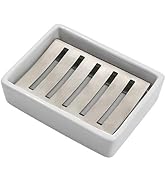 TOPSKY Ceramic Soap Dish Holder Stainless Steel for Bathroom, Double Layer, Self-draining Soap Tr...