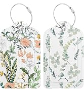 Hsxnam 2 Pack PU Leather Luggage Tags for Suitcase, Travel Cruise Luggage Tag with Privacy Flap, ...