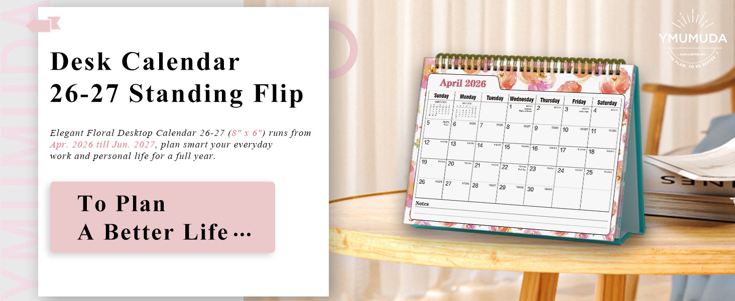 desk calendar 2026 standing flip desk calendar 2026-2027 calendar desktop calendar 2026 calendar