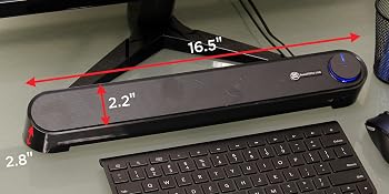 GOgroove SonaVERSE UBR USB Computer Soundbar Desktop Speaker Mini Sound Bar