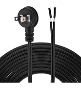RTNLIT 8 Feet Lamp Cord with Flat Plug, Stripped Ends Ready for Wiring, 18AWG SPT-2 Replacement P...