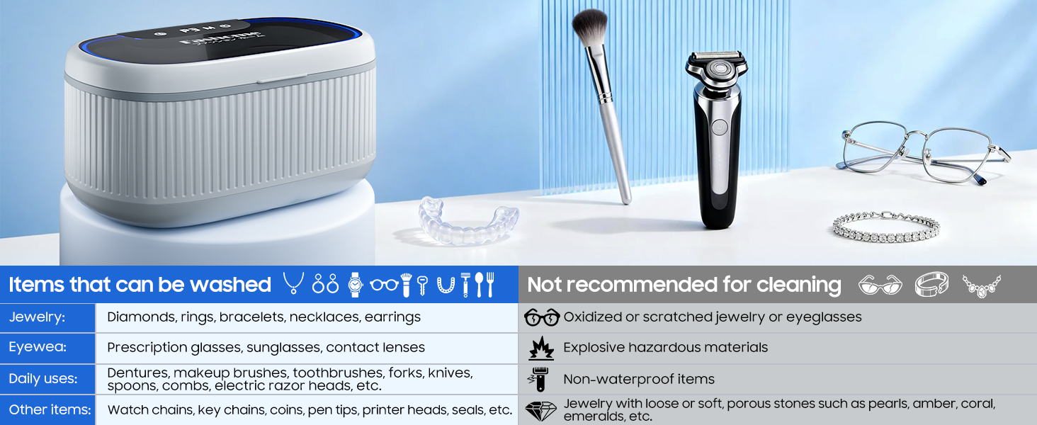 Designed for retainers, aligners, Also works brilliantly on jewelry, rings, earrings, makeup