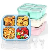 RGNEIN Bento Snack Boxes (4 Pack)- Reusable 4-Compartment Meal Prep Containers for Kids and Adult...