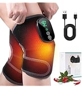 Cordless Knee Heating Pad, Newly 4 Vibration Motors Knee Massager, 3-in-1 Heated Knee Brace with ...