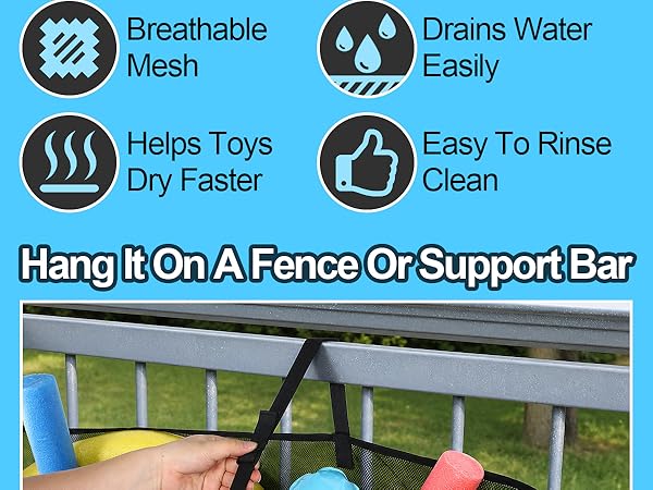 58x31.5x13in Large Hanging Pool Toy Storage Mesh Net